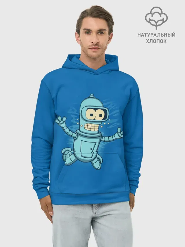 Худи мужской базовый хлопок с принтом «Futurama — Bender Nevermind»