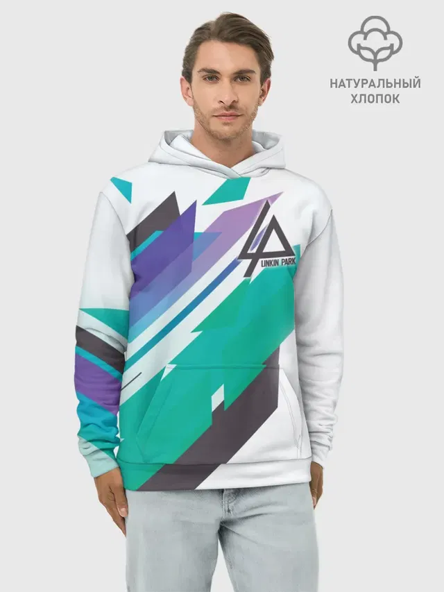 Худи мужской базовый хлопок с принтом «abstract geometric design»