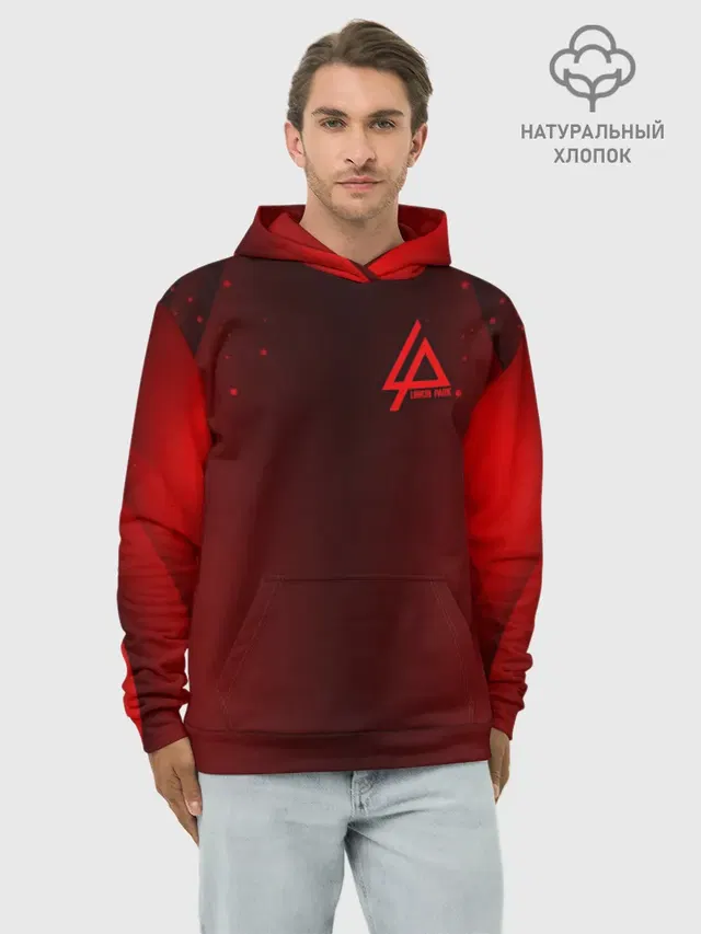Худи мужской базовый хлопок с принтом «Abstract red background»