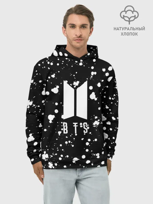 Худи мужской базовый хлопок с принтом «BTS»