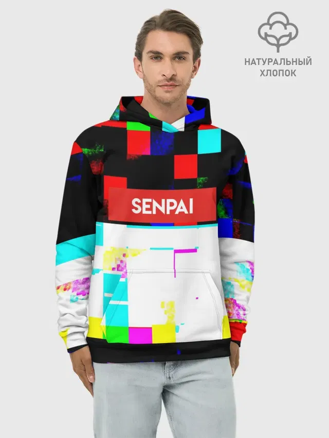 Худи мужской базовый хлопок с принтом «SENPAI»