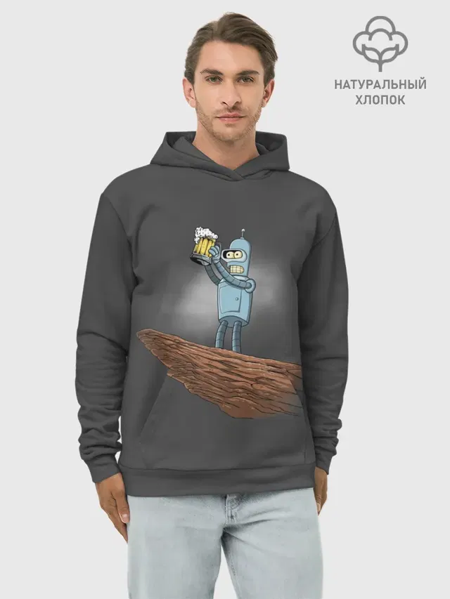 Худи мужской базовый хлопок с принтом «Futurama — Бендер»
