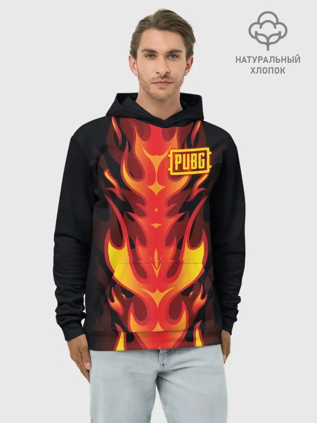 Худи мужской базовый хлопок с принтом «ПАБГ — PUBG Fire»