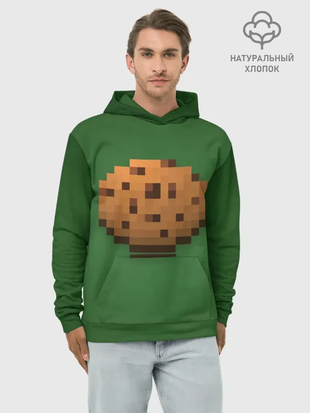Худи мужской базовый хлопок с принтом «Майнкрафт — Minecraft Печенька»