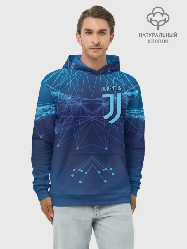 Худи мужской базовый хлопок с принтом «Ювентус — Juventus Lifestyle»