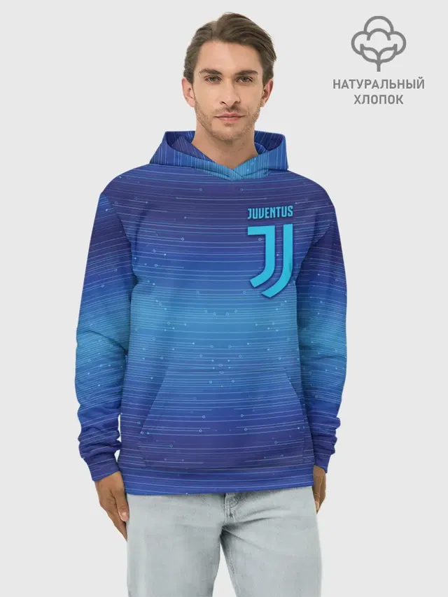 Худи мужской базовый хлопок с принтом «Ювентус — Juventus new uniform»