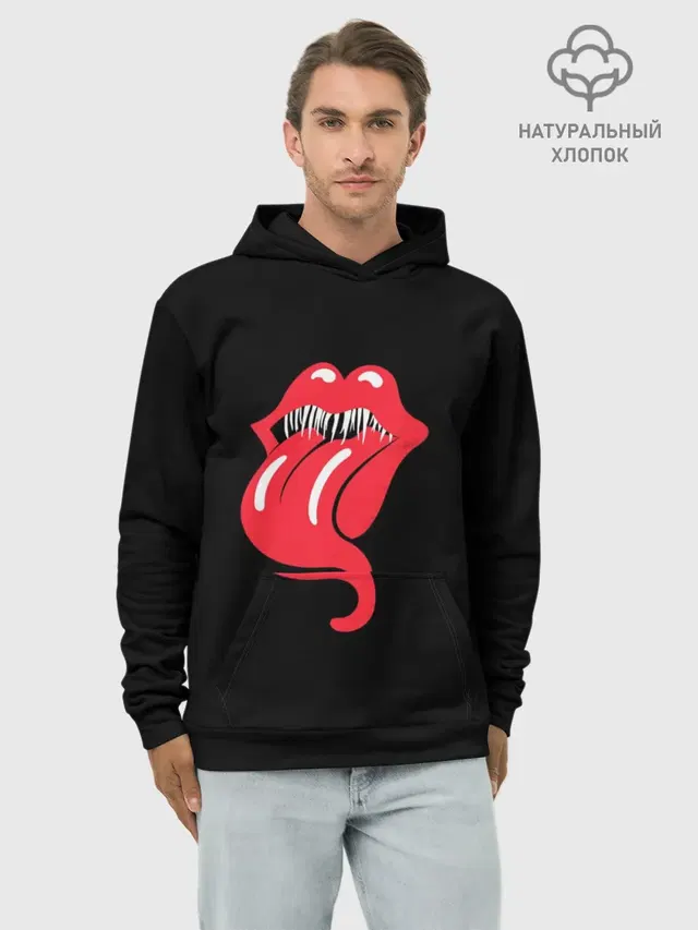 Худи мужской базовый хлопок с принтом «Rolling Stones — Monsters Kiss»
