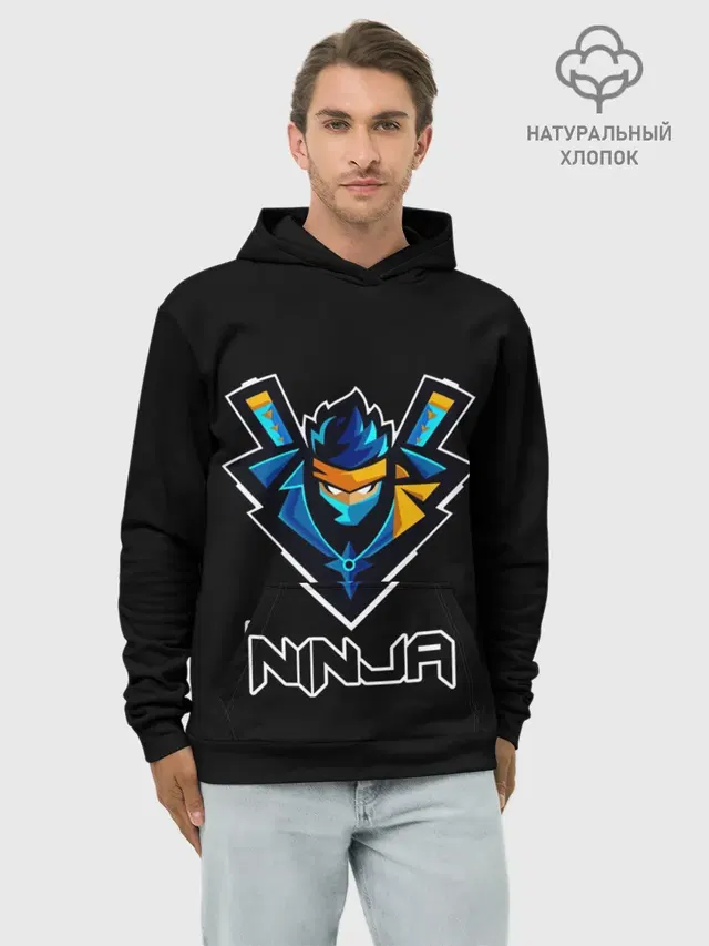 Худи мужской базовый хлопок с принтом «Фортнайт — Ninja Fortnite»