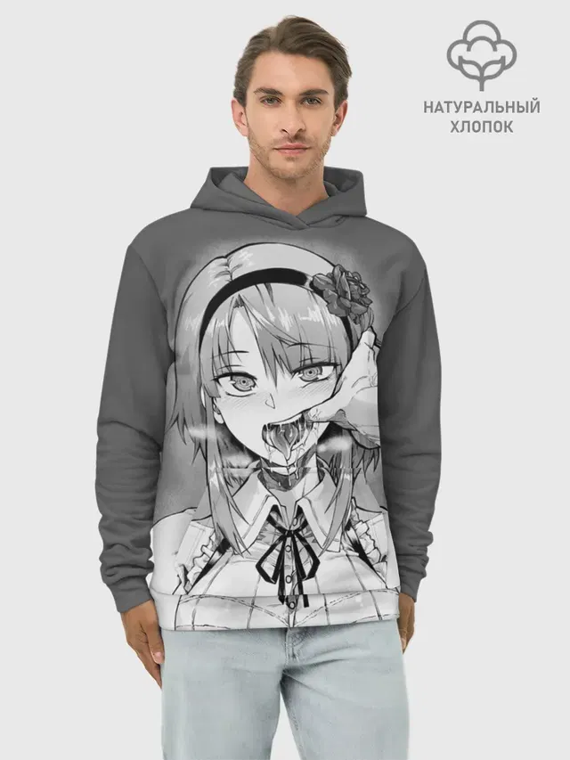 Худи мужской базовый хлопок с принтом «Hotaru Shidare — Show me your pretty mouth»
