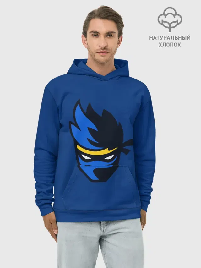 Худи мужской базовый хлопок с принтом «Фортнайт — Ninja streamer»