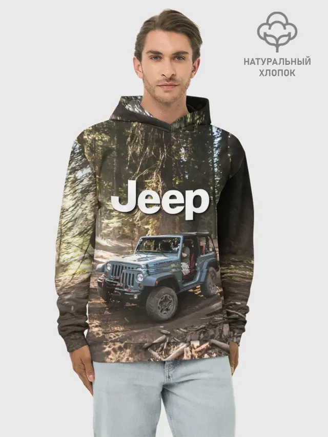 Худи мужской базовый хлопок с принтом «Chrysler — Jeep»