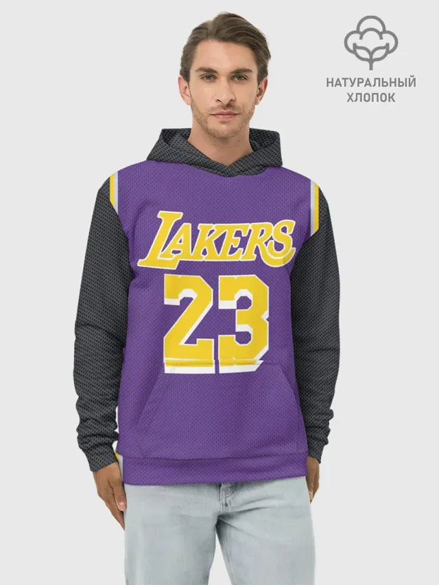 Худи мужской базовый хлопок с принтом «НБА — James LA Lakers 2019»