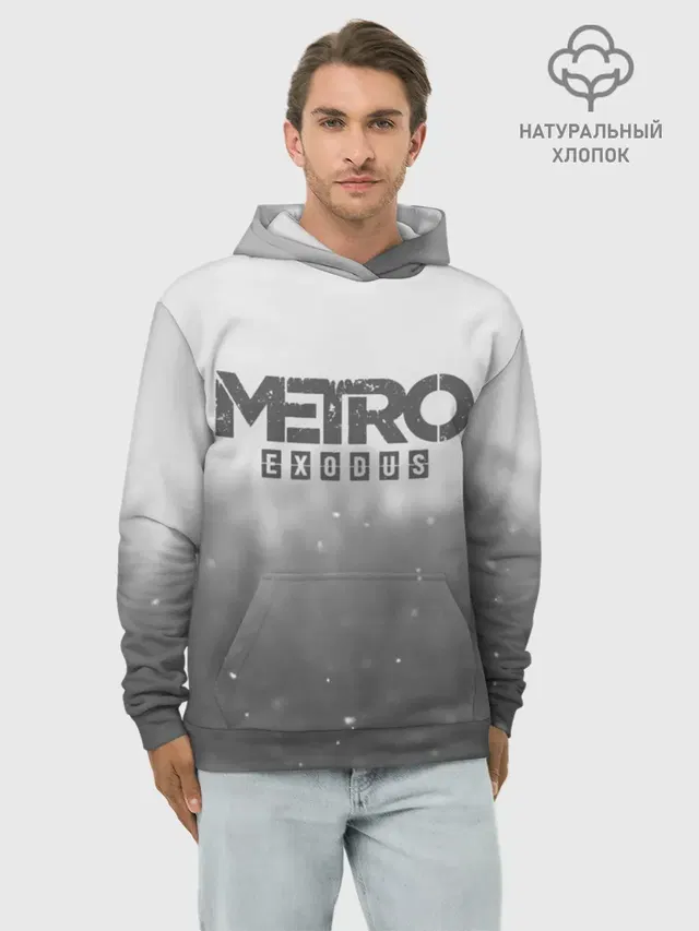 Худи мужской базовый хлопок с принтом «Metro Winter»
