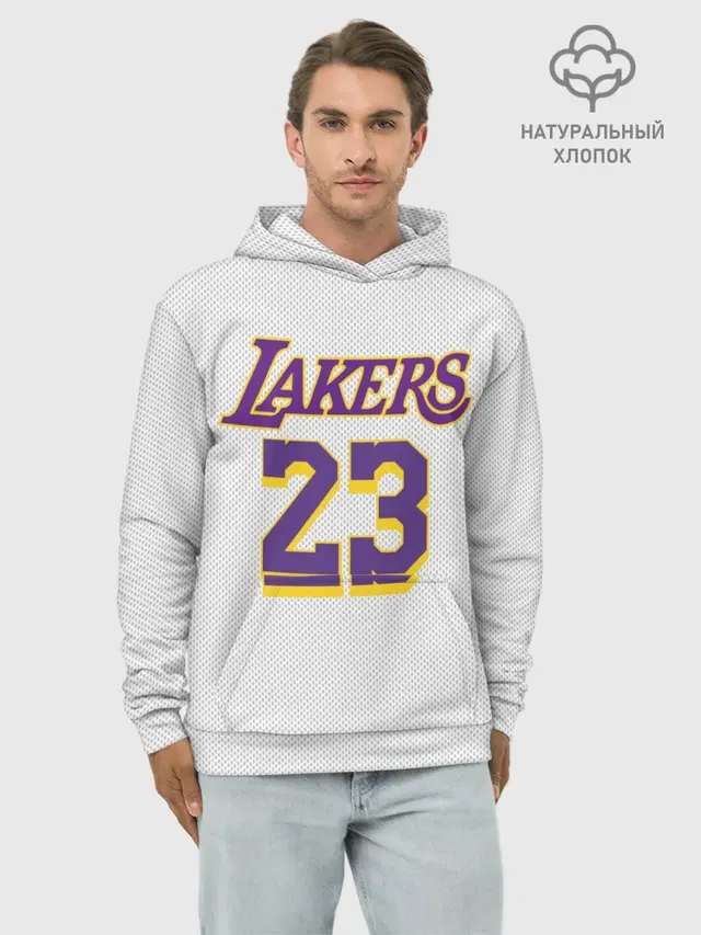 Худи мужской базовый хлопок с принтом «НБА — James 18-19 third LA Lakers»