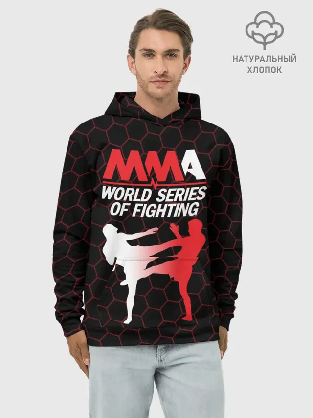 Худи мужской базовый хлопок с принтом «MMA»