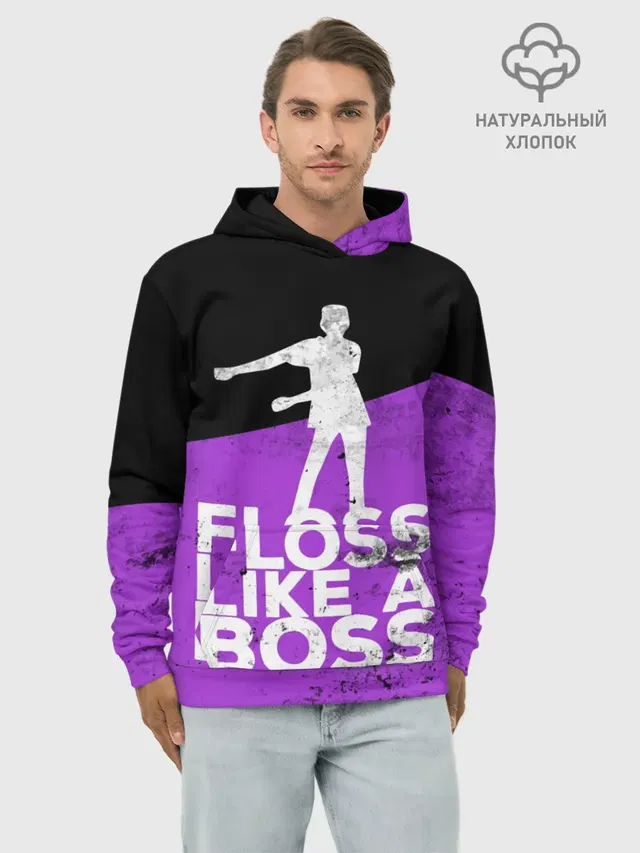 Худи мужской базовый хлопок с принтом «Фортнайт — Floss Like A Boss»