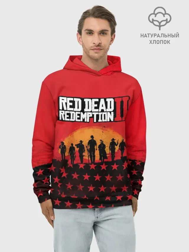 Худи мужской базовый хлопок с принтом «Western — Red Dead Redemption 2»