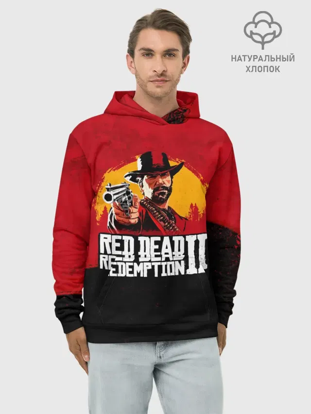 Худи мужской базовый хлопок с принтом «Arthur Morgan — Red Dead Redemption 2»