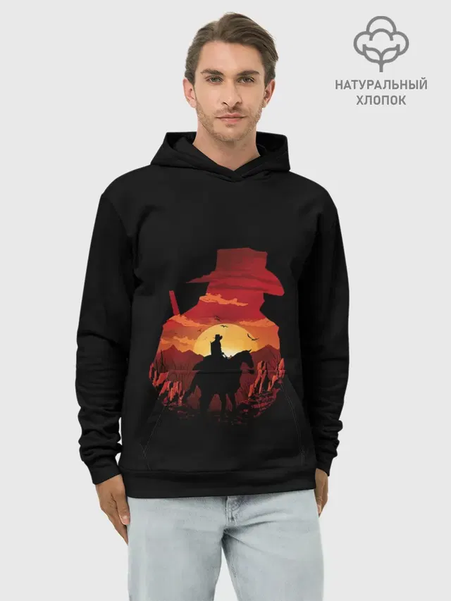 Худи мужской базовый хлопок с принтом «Cowboy — Redemption is Dead»