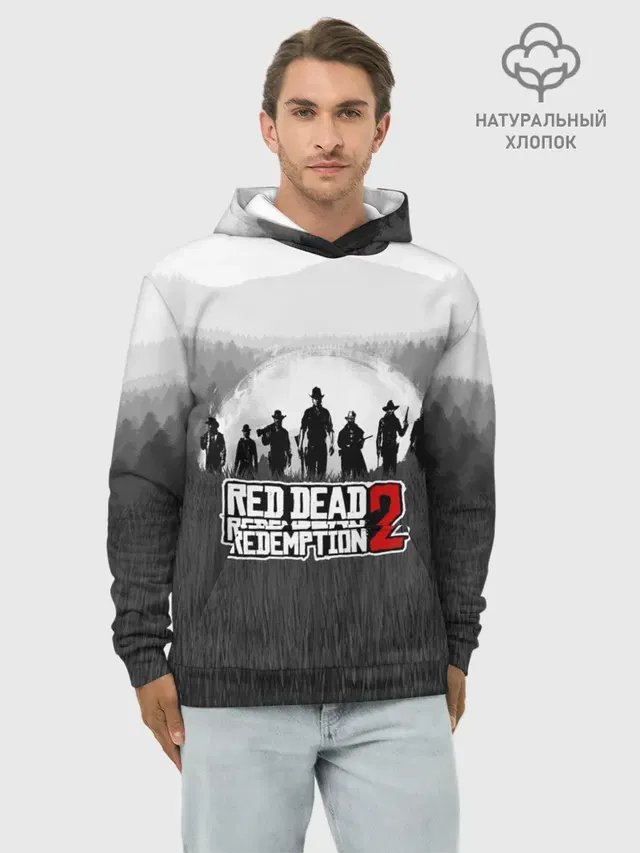 Худи мужской базовый хлопок с принтом «Landscape — Red Dead Redemption 2»