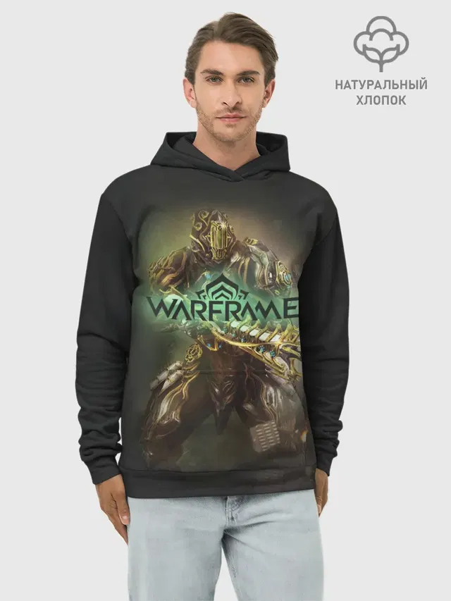 Худи мужской базовый хлопок с принтом «Warframe — Рино»