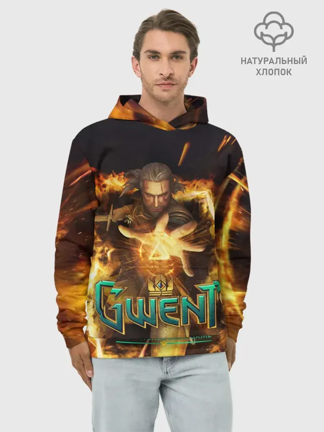 Худи мужской базовый хлопок с принтом «Gwent — GWENT: The Witcher Card Game»