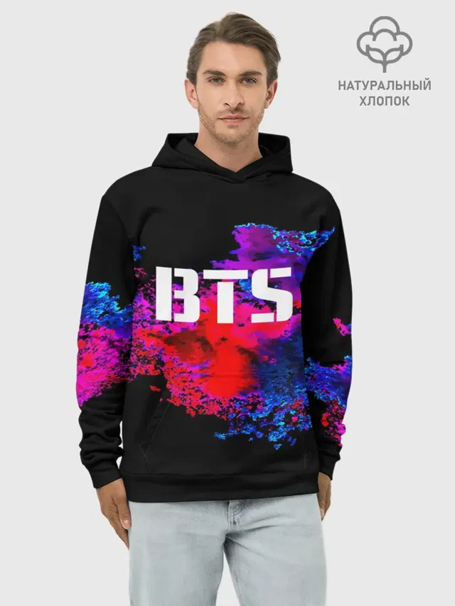 Худи мужской базовый хлопок с принтом «BTS»