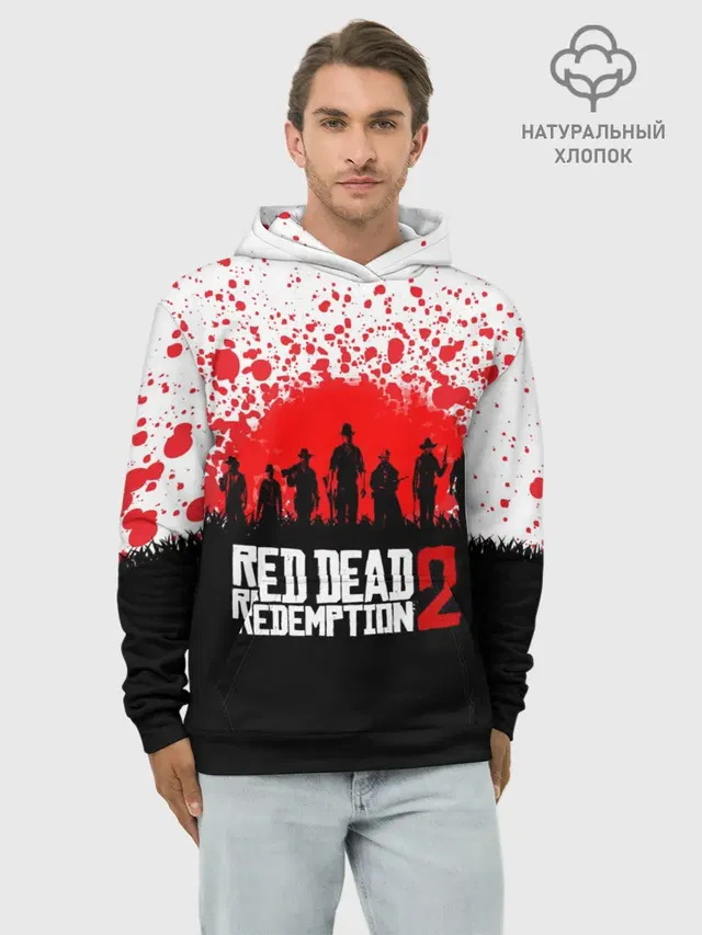 Худи мужской базовый хлопок с принтом «Cowboys — RED DEAD REDEMPTION 2»