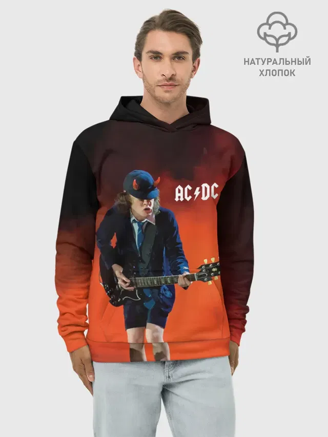 Худи мужской базовый хлопок с принтом «Rock music»