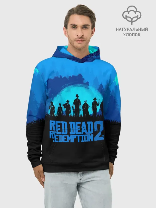 Худи мужской базовый хлопок с принтом «Cowboys — RED DEAD REDEMPTION 2»