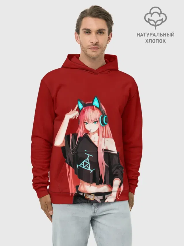 Худи мужской базовый хлопок с принтом «Anime lets play»