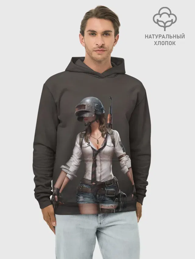 Худи мужской базовый хлопок с принтом «ПАБГ — PUBG girl»