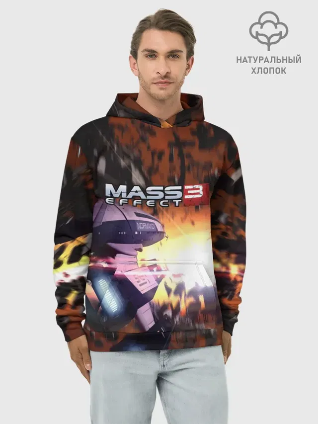 Худи мужской базовый хлопок с принтом «Mass Effect 3»