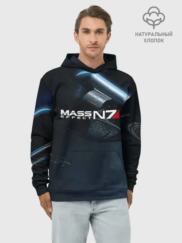 Худи мужской базовый хлопок с принтом «Mass Effect — MASS EFFECT N7»