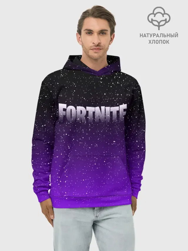 Худи мужской базовый хлопок с принтом «Фортнайт — FORTNITE SPACE»