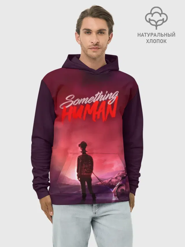 Худи мужской базовый хлопок с принтом «Something human»