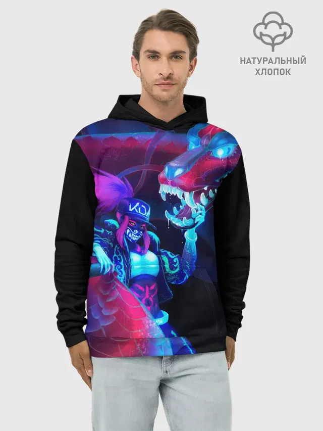 Худи мужской базовый хлопок с принтом «Akali — Akali. KDA»