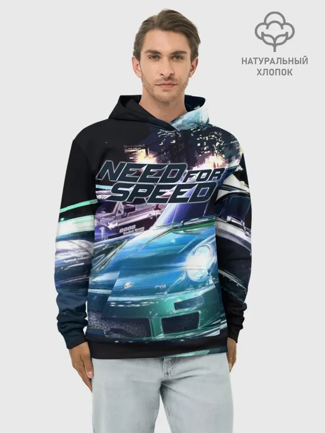 Худи мужской базовый хлопок с принтом «Need for Speed»