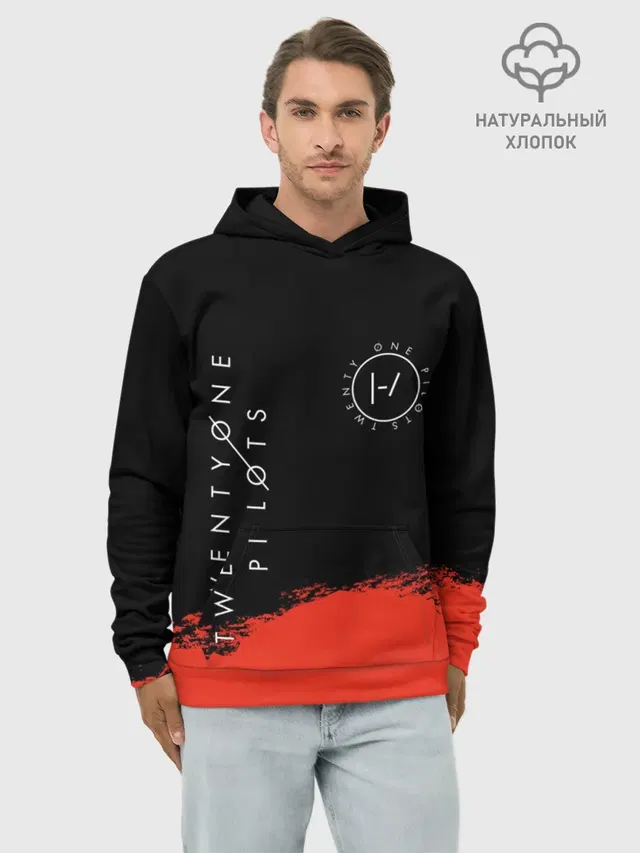 Худи мужской базовый хлопок с принтом «logo»