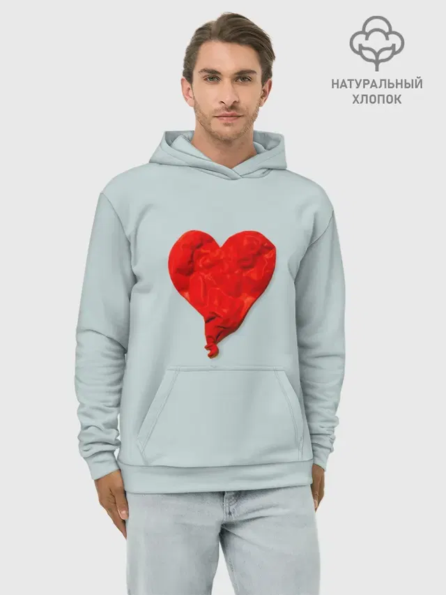 Худи мужской базовый хлопок с принтом «Kanye West — Kanye West Heartbreak»