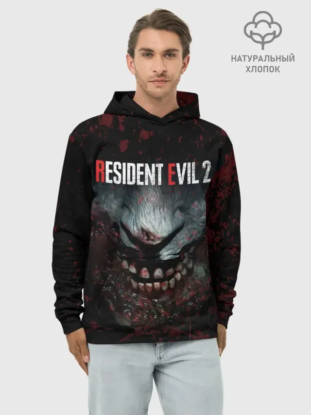 Худи мужской базовый хлопок с принтом «Resident Evil 2 Remake»