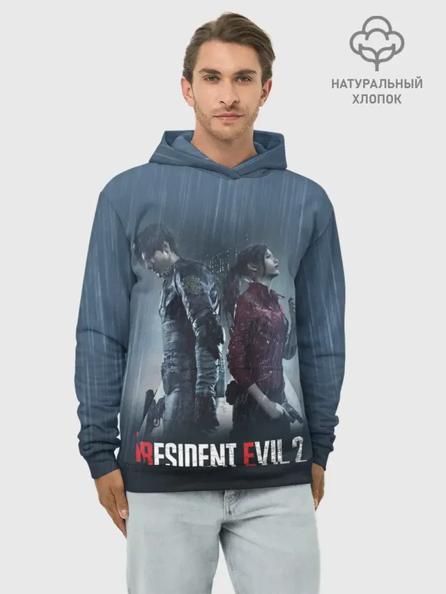 Худи мужской базовый хлопок с принтом «Резидент Ивил — Resident Evil 2 Remake»