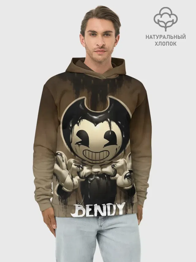 Худи мужской базовый хлопок с принтом «Bendy and the ink machine — Bendy»