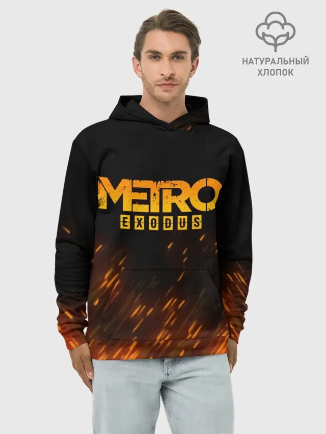 Худи мужской базовый хлопок с принтом «Sparks — METRO EXODUS»
