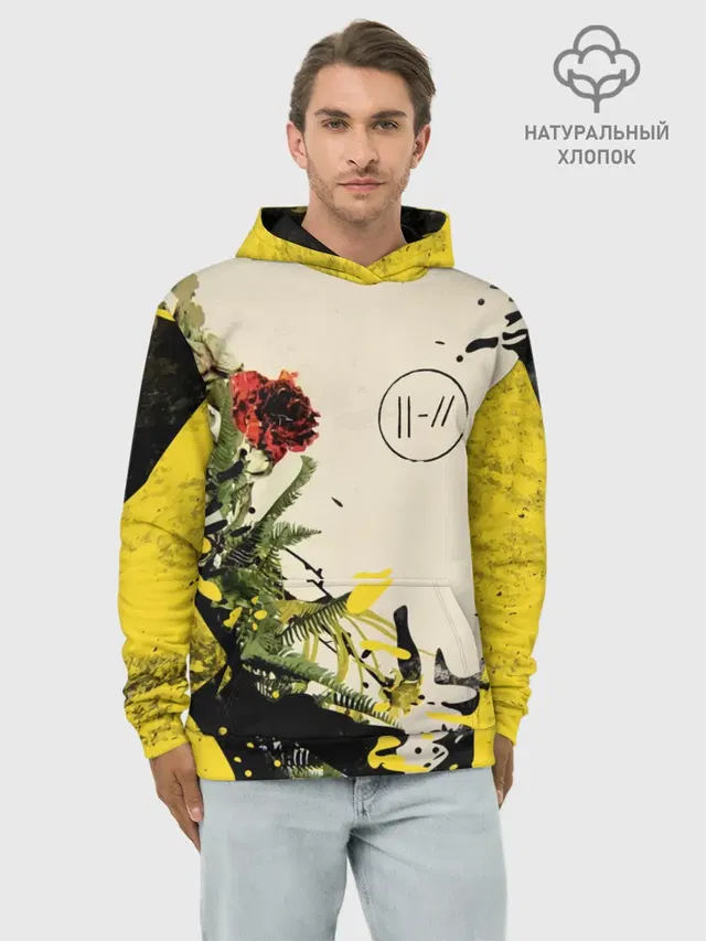 Худи мужской базовый хлопок с принтом «Flowers — Twenty One Pilots - Trench»