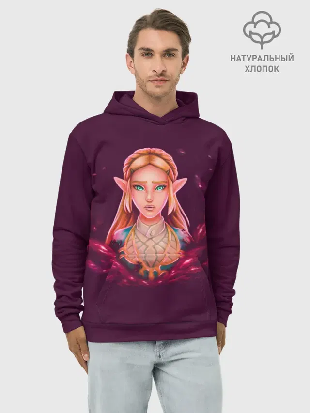 Худи мужской базовый хлопок с принтом «The Legend of Zelda — Принцесса Зельда»
