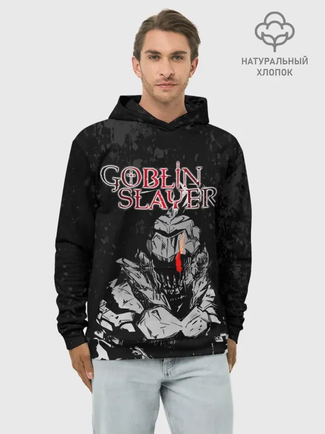 Худи мужской базовый хлопок с принтом «Goblin Slayer black background»