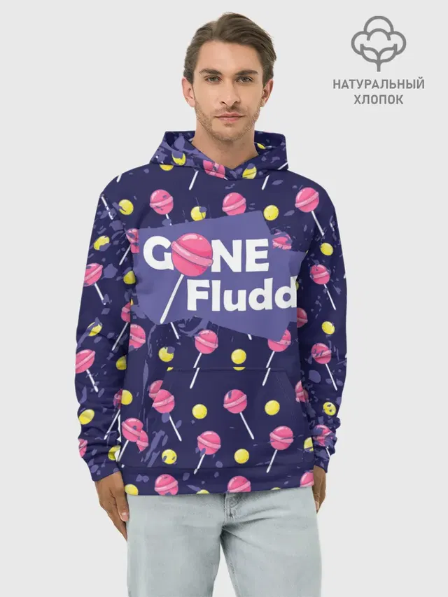 Худи мужской базовый хлопок с принтом «GONE.Fludd»