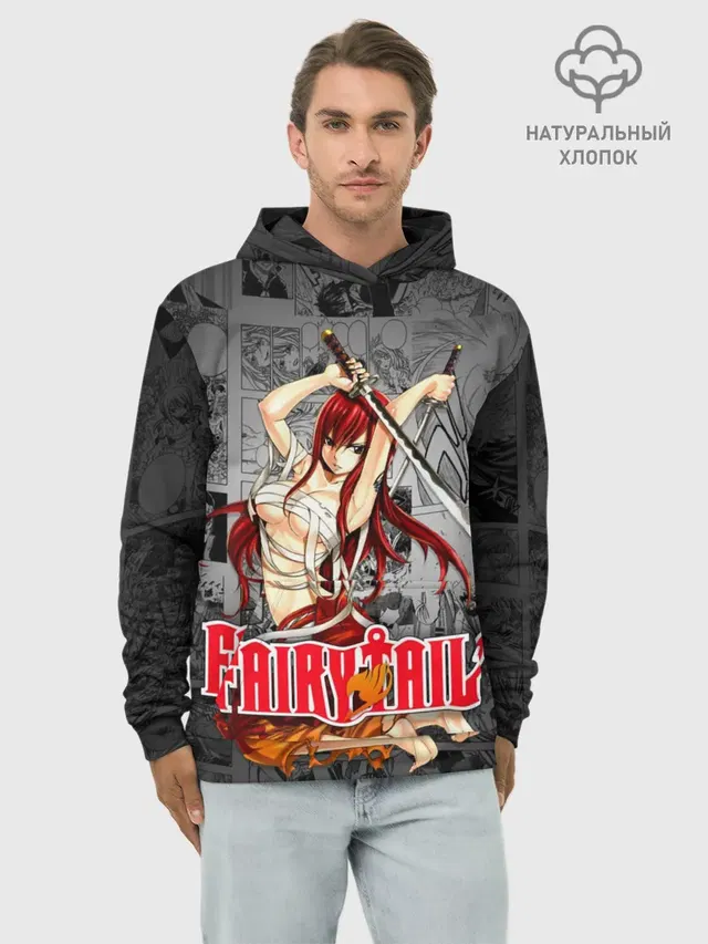 Худи мужской базовый хлопок с принтом «Хвост Феи — Fairy Tail»