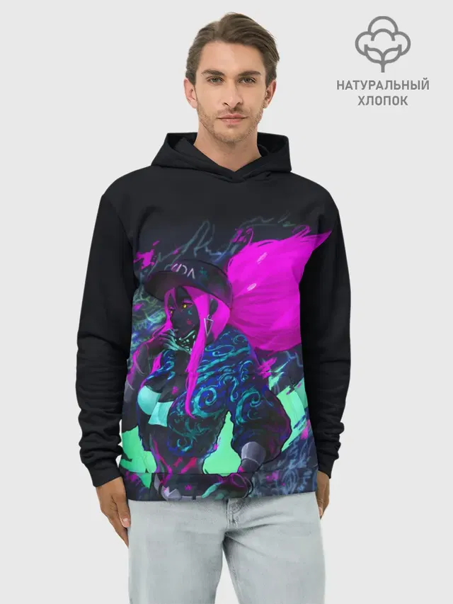 Худи мужской базовый хлопок с принтом «K — KDA. Akali»